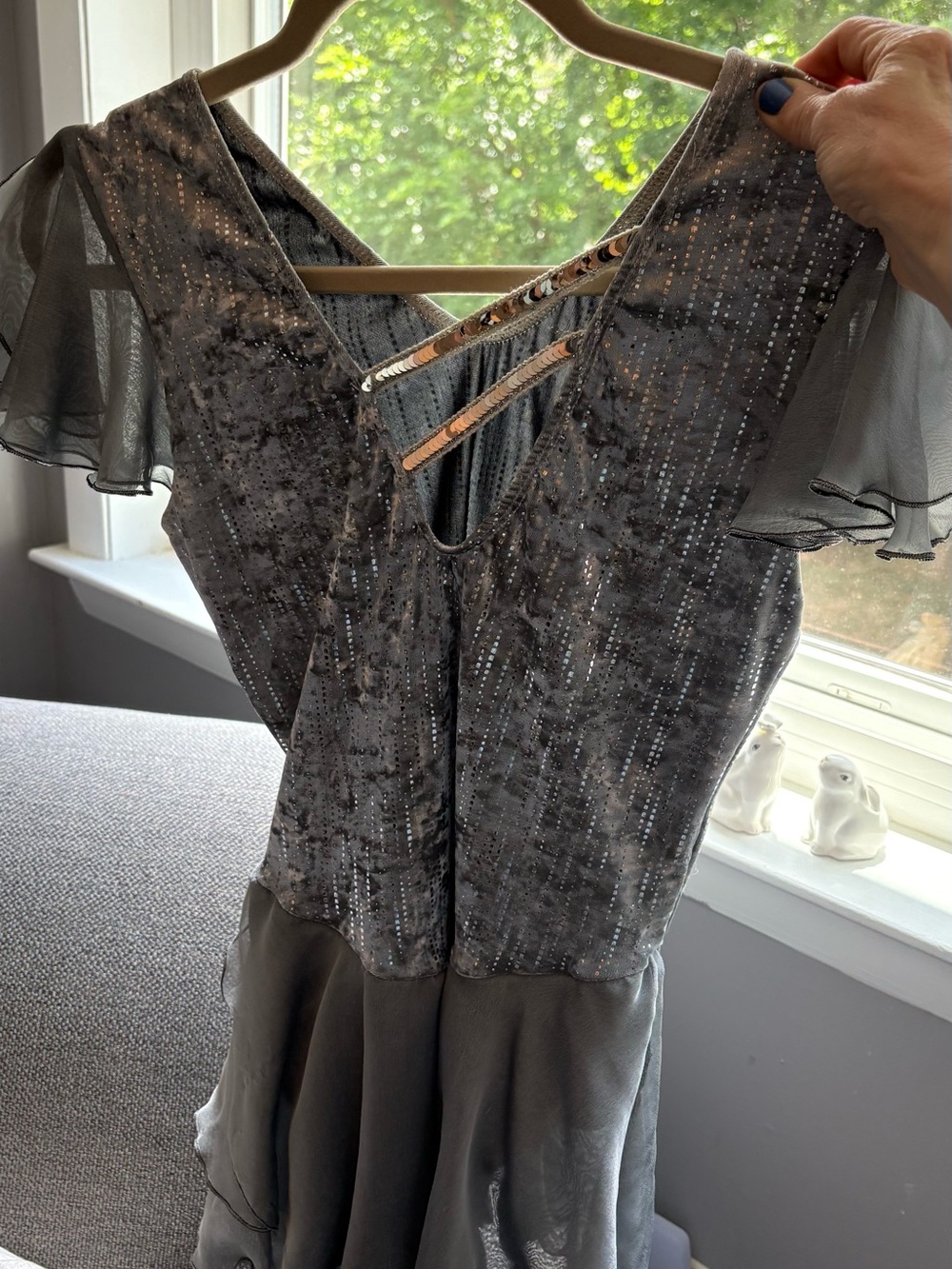 Ladies Silver Figure Skating Dress for Competition - Picture 3 of 10